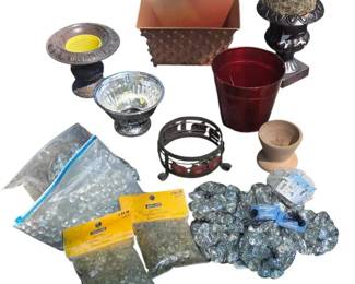 Bulk Crafters Lot Planters, Garden Urns, Glass Fillers Decor Gems