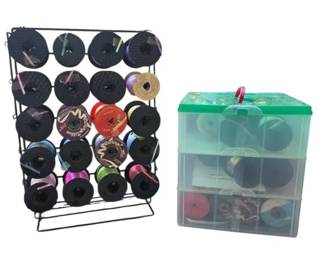 VintageBulk Lot 20Spool Wire Ribbon Rack Stackable Craft Storage Chest with Assorted Ribbon