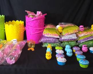 Easter Baskets, Grass And Eggs