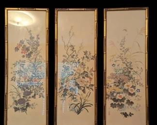 3 Vintage Japanese Style Floral Art