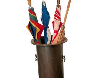 Brass Umbrella Stand w 4 Umbrellas