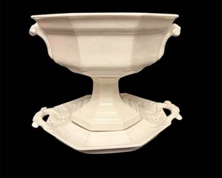Red Cliff Ironstone Footed Bowl W Tray