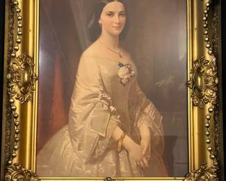 Vintage Erich Correns Southern Belle Lithograph In Ornate Gold Gilt Frame