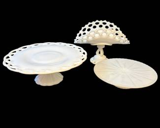 3 Distinctive Milk Glass Pieces