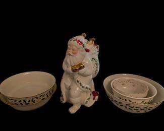 Lenox Holiday Serving Bowls And Cookie Jar