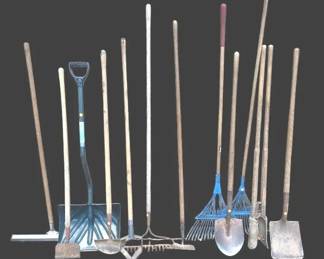 12Piece Assorted Yard Garden LongHandled Tool Lot
