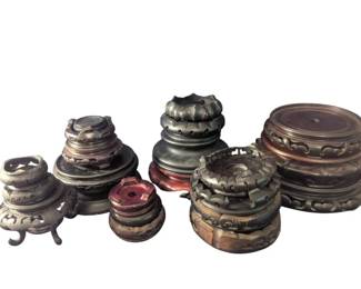 Assortment Of Carved Hardwood Vase Stands