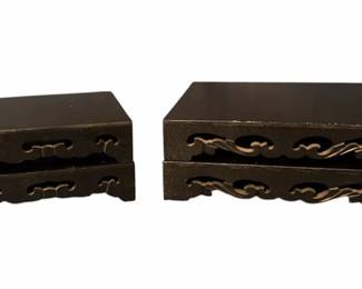 Set Of Vintage Japanese Wooden Display Stands