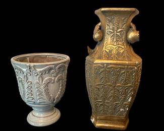 Ceramic Planter Bronze Gilded Vase