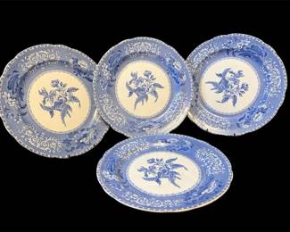 4 Vtg Spode Camilla Blue Dinner Plates
