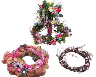 Spring Summer Floral Wreaths with Chandelier Centerpiece