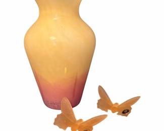 Vintage Decorative Glass Vase Butterflies