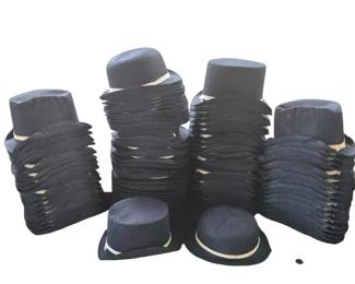 Bulk Lot Of Black Felt Top Hats