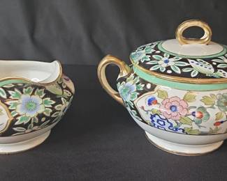 Hand Painted Nippon China Sugar Bowl Creamer
