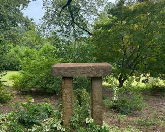 Rustic Natural Stone PostandLintel Garden Bench Landscape Focal Point