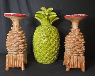 McCoy Style Pinecone Candle Pillars Ceramic Pineapple