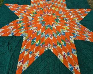 Amazing Green, Orange, Blue and White Quilt