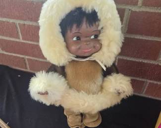 Vintage MidCentury Toy Lot Alps Japan Tumbling Gorilla w Box Regal Canada Inuit Doll