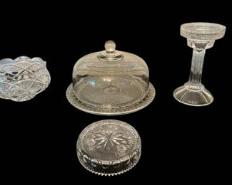 Fostoria, Waterford Shannon Crystal w Anchor Hocking Canton Cake Stand