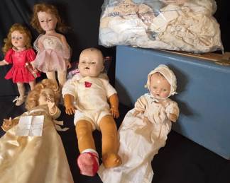 Vintage Composition Headed Dolls And Clothes