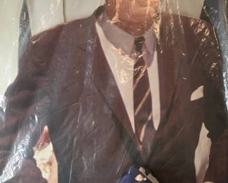 Lifesize Cardboard Cut Out Of President John F. Kennedy And American Flag