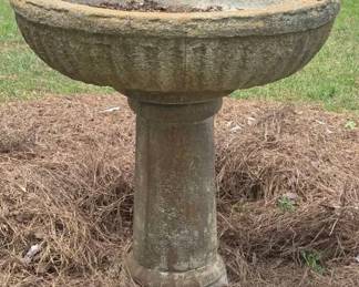 Vintage 36 Tall Concrete Pedestal Bird Bath Heavy 2 Pcs