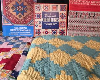 2 Unfinished Quilts, Color Cubes And Folk Art Design Books