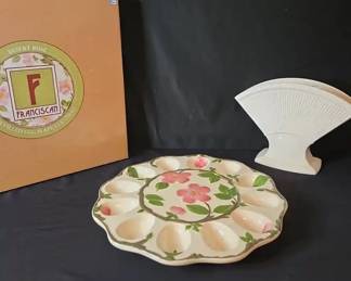 Wedgwood Napkin Holder And Franciscan Desert Rose Devilled Egg Plate