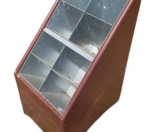 Vintage Industrial Metal Parts Bin Slanted Countertop Display Organizer