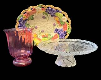 FruitThemed Items By Gorham, Fitz Floyd Cranberry Vase