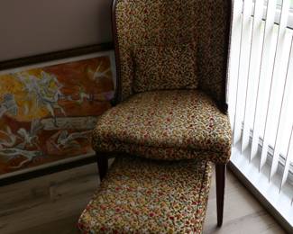 Vintage Slipper chair  + ottoman 