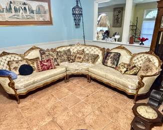 Mid Century Modern French Provincial Sectional Sofa