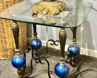 Hollywood Regency Glass Top Table