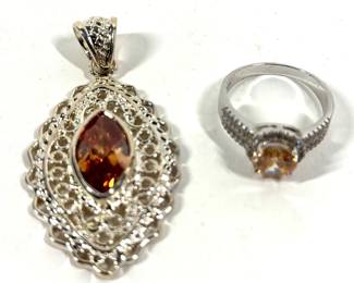 Lot 61 Tourmaline Sterling Ring Pendant