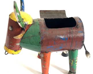 Lot 122 Bruce Bull Folk Art Metal Cooler