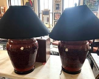Lot 783 Pair Chinese Ginger Jar style Lamps