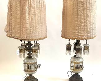 Lot 674 Early 20th Century Prismed Lamps