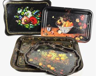 Lot 24 English Russian Tole Trays