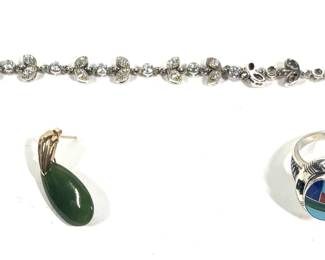 Lot 52 Sterling and Jade jewelry