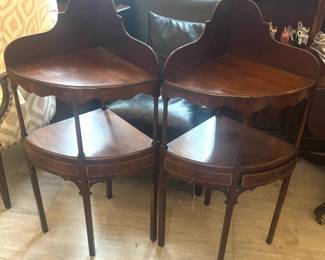Lot 585 Pair George III style corner washstand