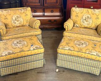 Lot 728 Pair Down Cushion Chairs Ottomans