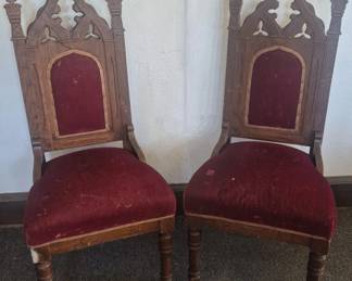 Lot 282 Pair Antique Gothic Design Side Chairs