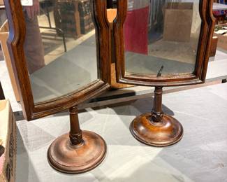Pair of Wooden Shaving Mirrors