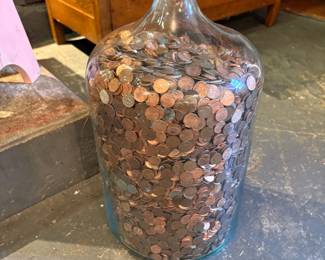 5-Gallon Glass Jar of Pennies