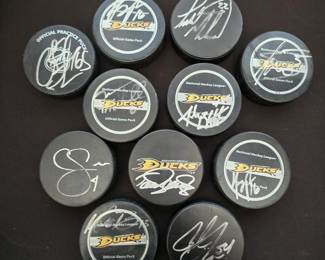 Autographed Anaheim Ducks Hockey pucks