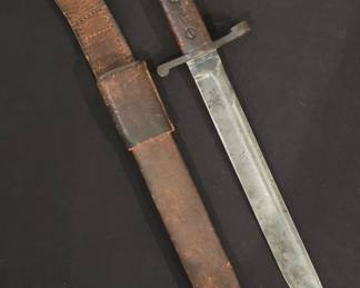 Ross Rifle Co. (Canada) WWI U.S. Mark 1 Model 1905/10 Bayonet & original leather sheath