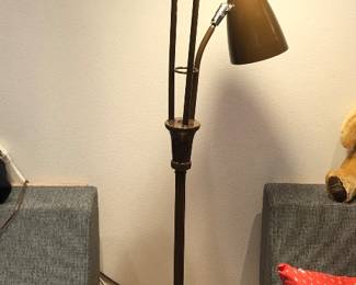 Vintage brown metal 3-light floor lamp (62" tall)