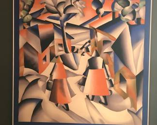Poster of 1912 painting "Morning in the Village after Snowstorm" by Kazimir Malevich (35" square)