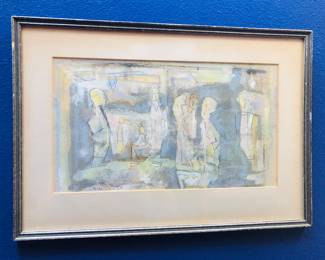 Original 1968 work on paper by Bud Wolcott Cary (1901-2001), framed size 14” x 21”