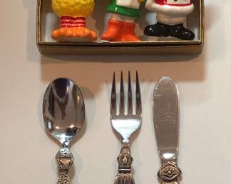 Vintage Sesame Street Muppets ornaments & Gorham kids flatware